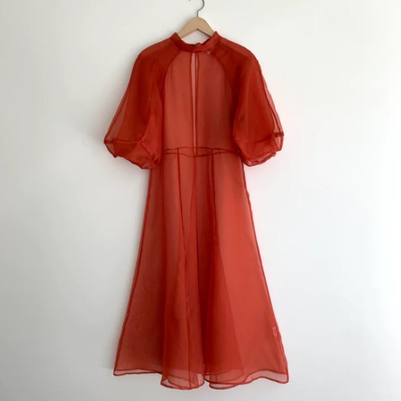 Organza Meiere Gown and Slip in Rust from Luxury Designer Kamperett - Picture 1 of 9